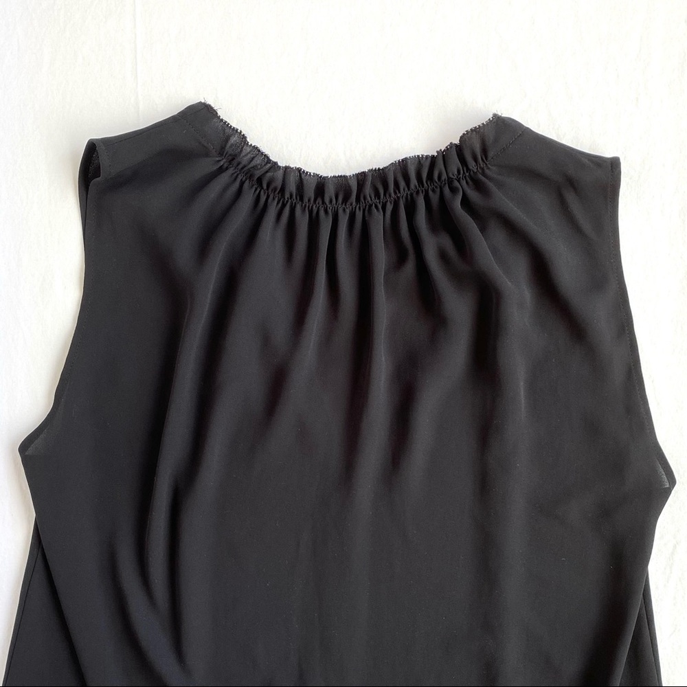 NWOT Black Ann Taylor Ruffle Neck Shell Top - Picture 7 of 8